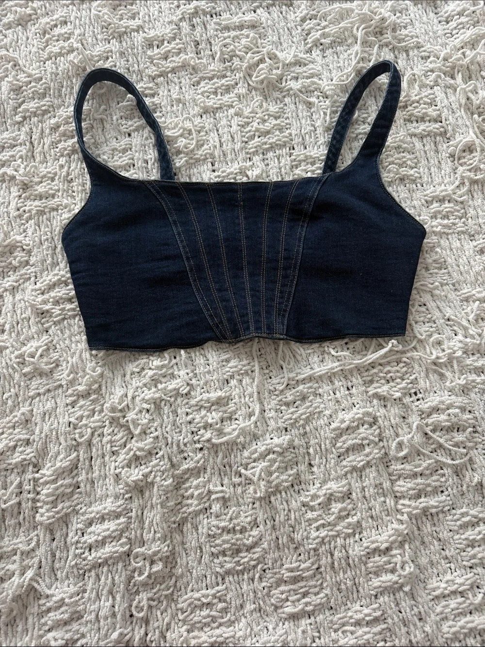 Banana Republic Denim Cropped Tank with Contrast Stitching XR - Picture 1 of 2